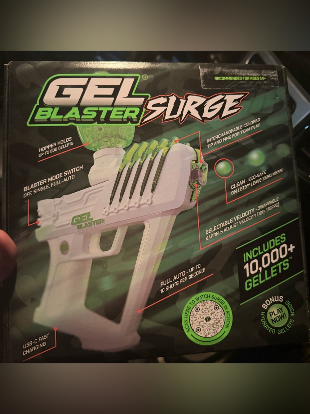 GEL Blaster Surge White and Green Gel Blaster